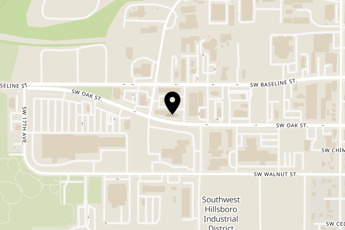Map showing the location of La Michoacana NW 2 on 1050 SW Baseline St Ste A1 in Hillsboro